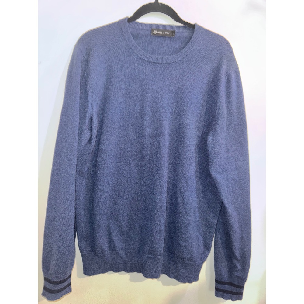 AG Adriano Goldschmied Mens Blue 100% Cashmere Crewneck Sweater Made in Italy M